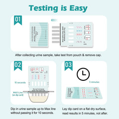 Test kit components including cap, stripes, and instructions