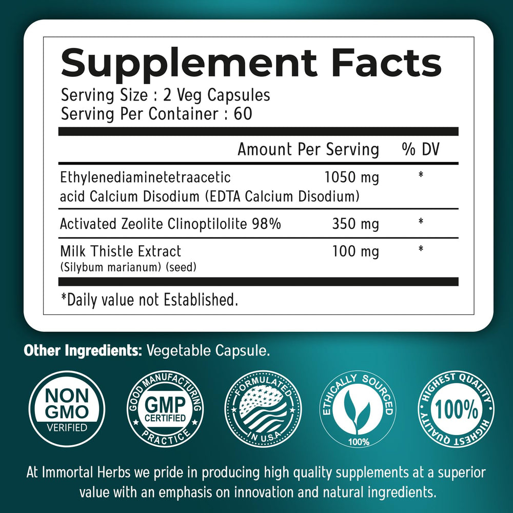 Close-up of calcium disodium EDTA capsules (1500mg)