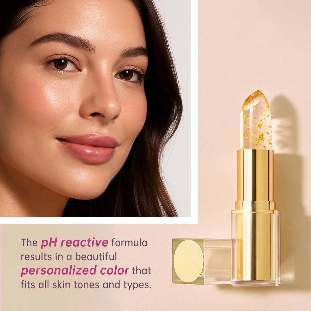 EELHOE PH Lipstick clear-to-pink transformation on lips delivers a soft tint.