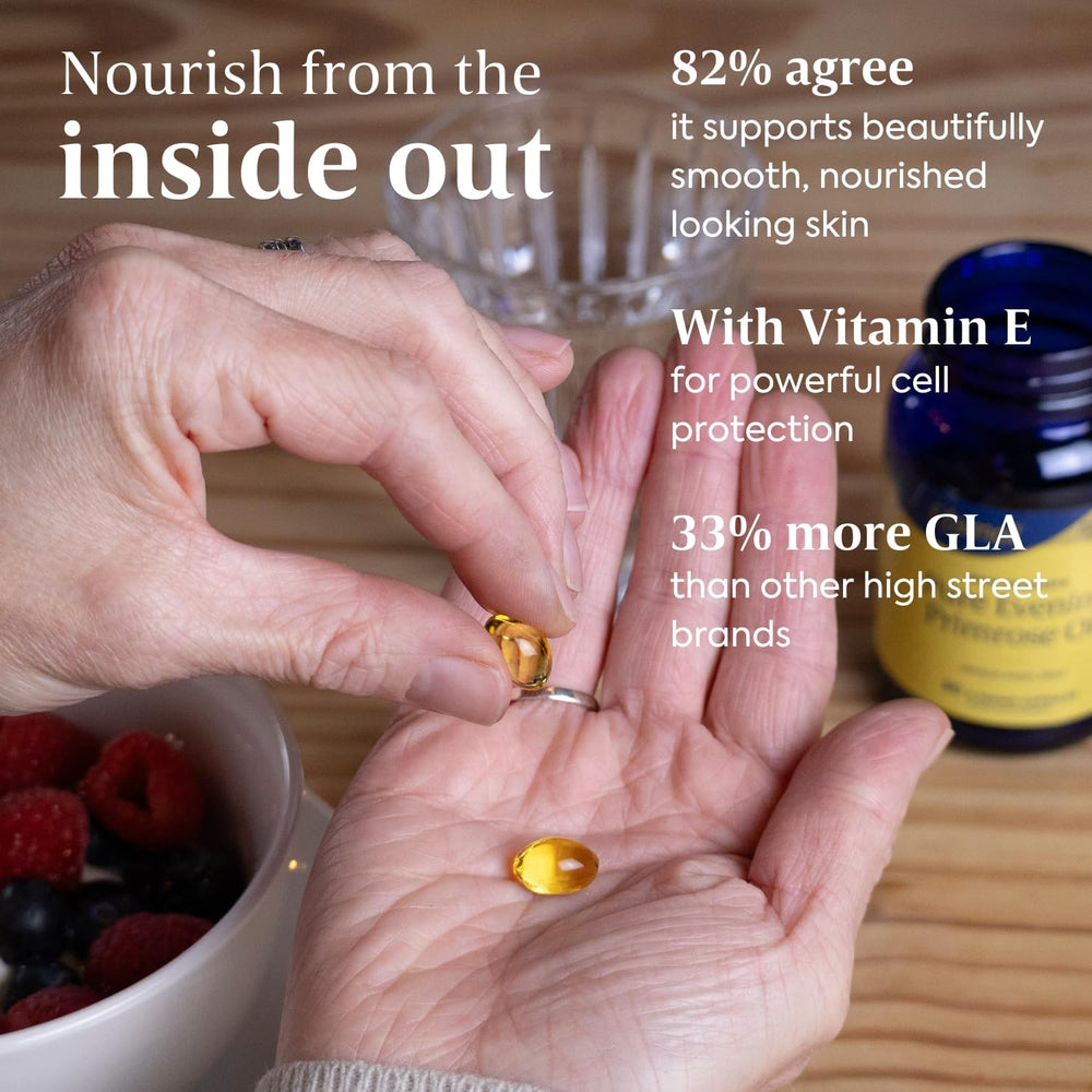 Lifestyle image showing daily supplement with Efamol Evening Primrose Oil