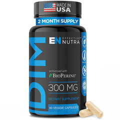 Effective Nutra Dim 300mg bottle shows hormone balance support in a daily capsule.