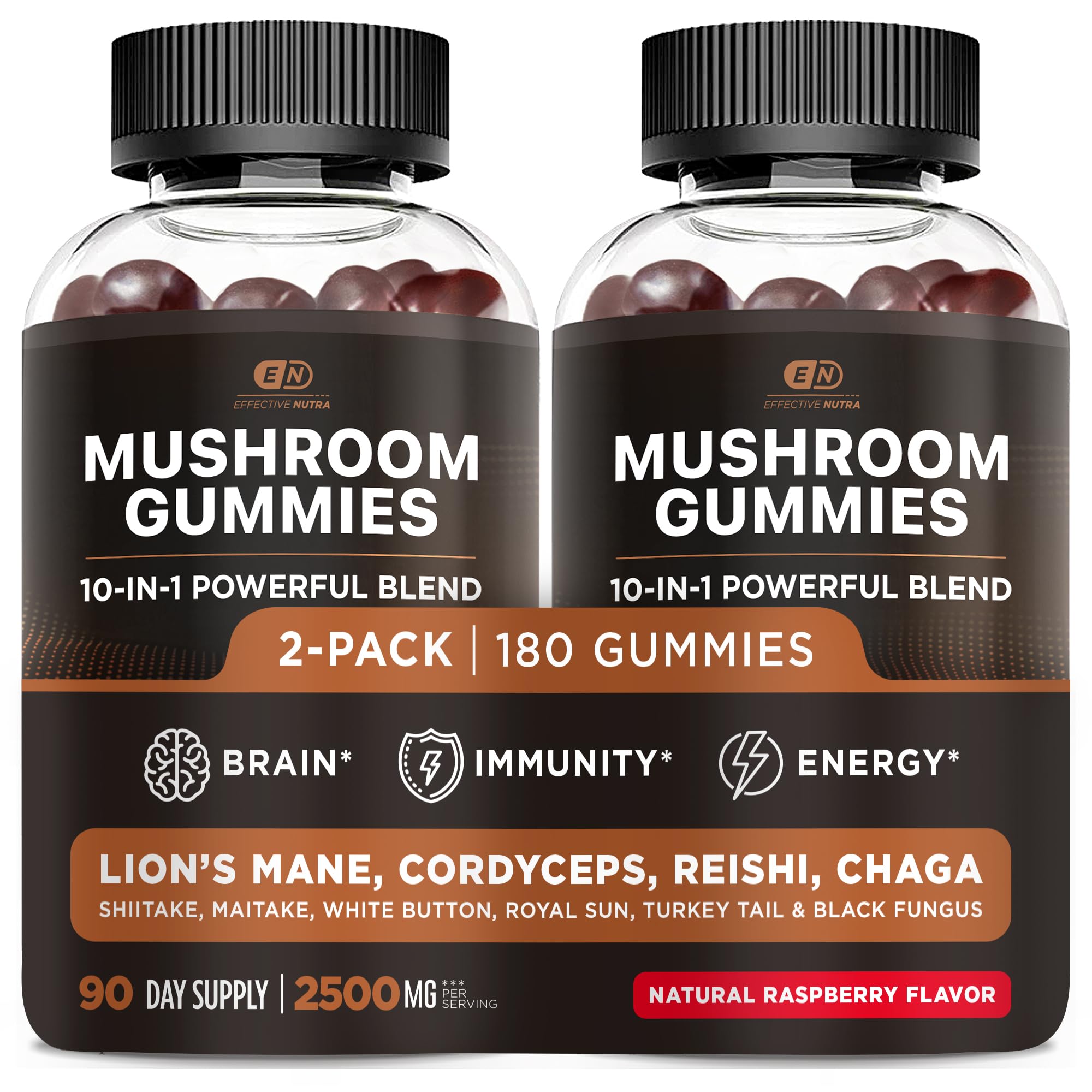 Effective Nutra Mushroom Gummies Raspberry bottle shows convenient daily focus support.