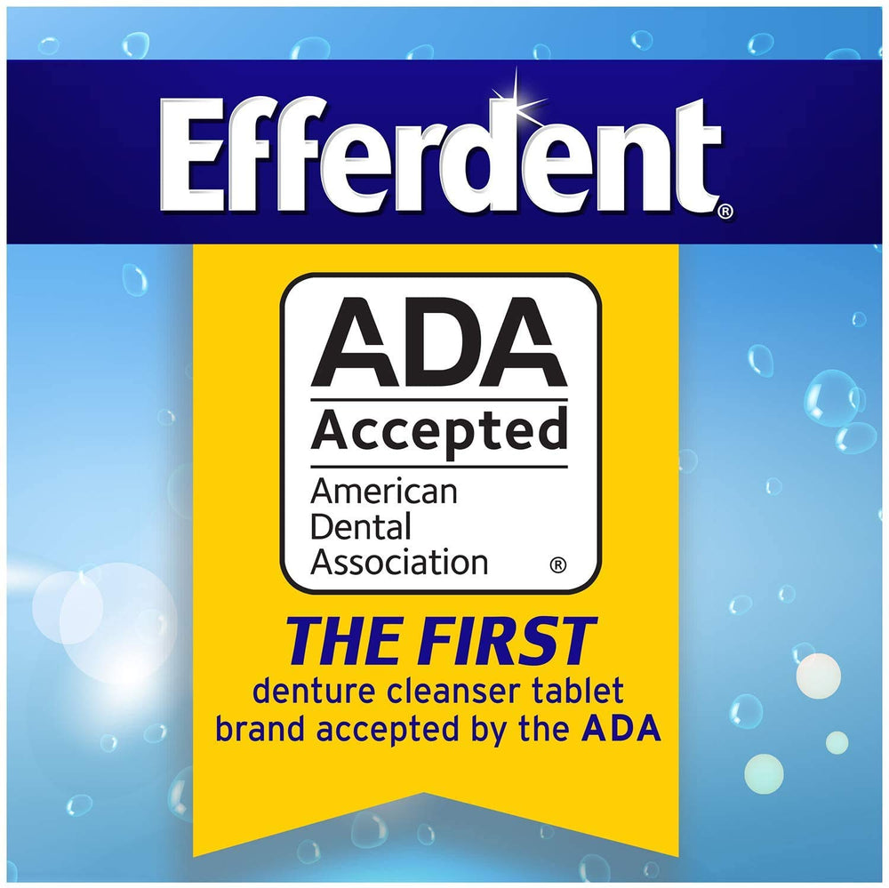 Efferdent product shot with logo and packaging