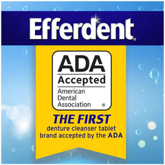 Efferdent product shot with logo and packaging