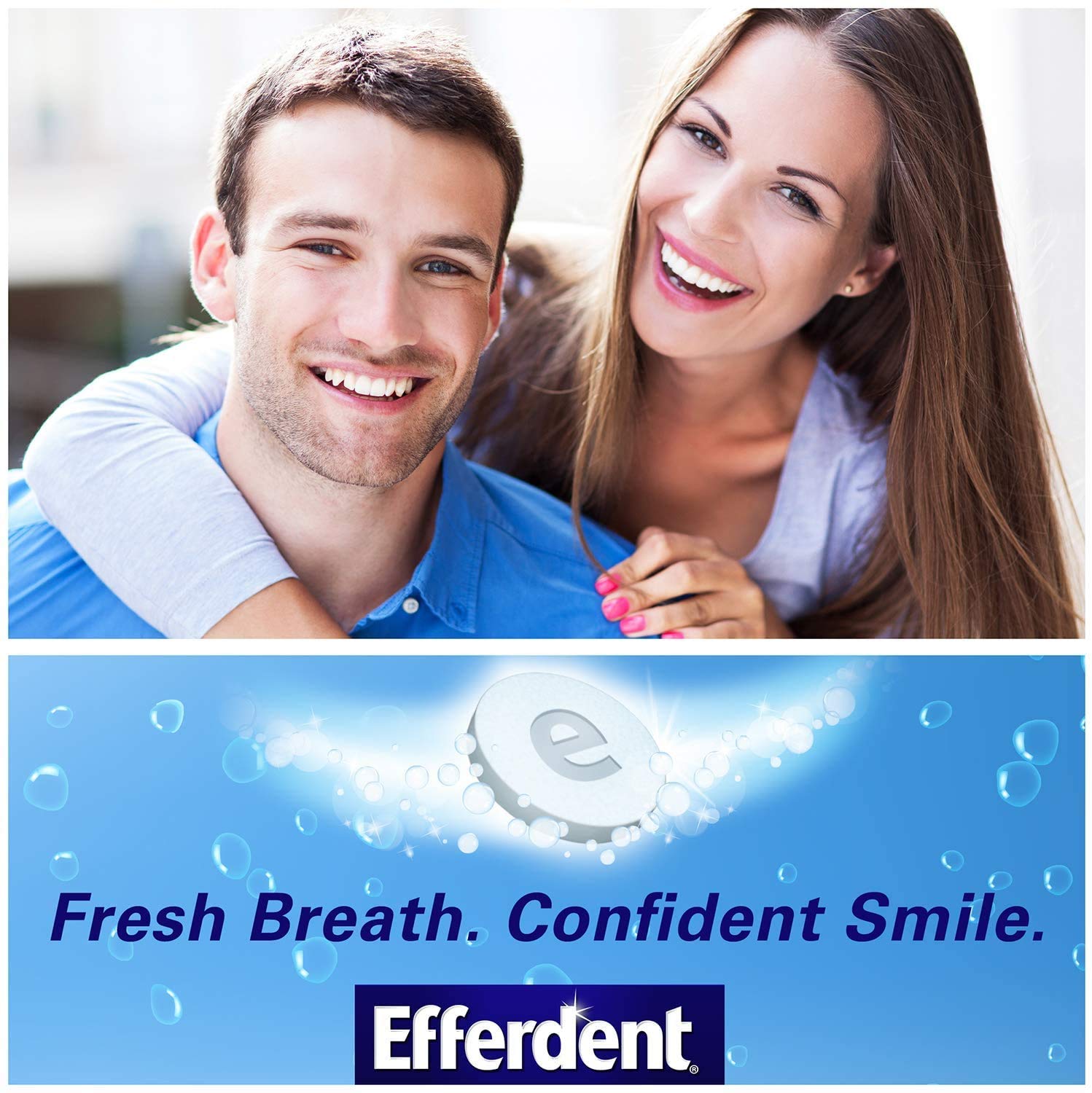 Daily denture soak instruction scene with Efferdent