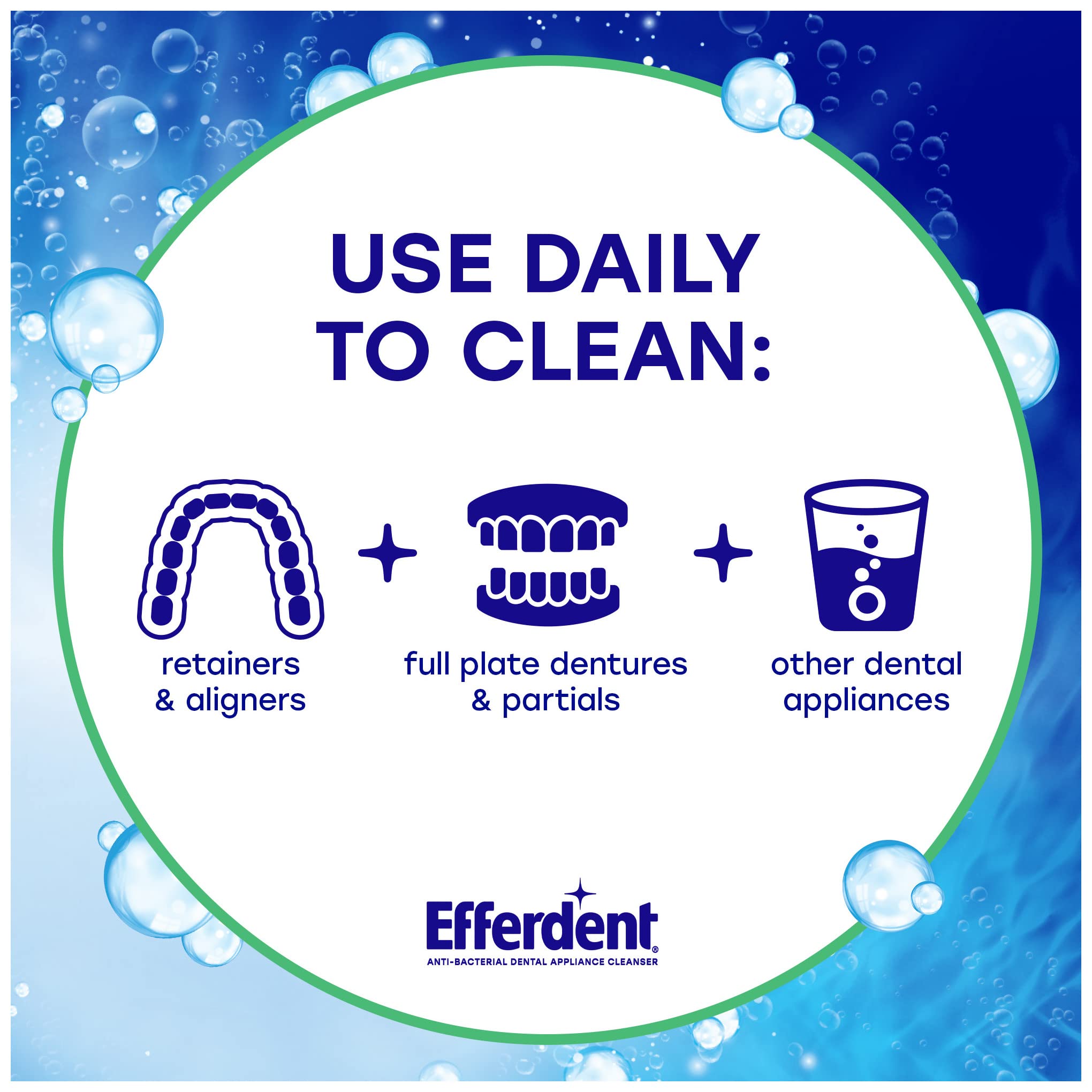 Efferdent denture cleaner tablet dissolving in water
