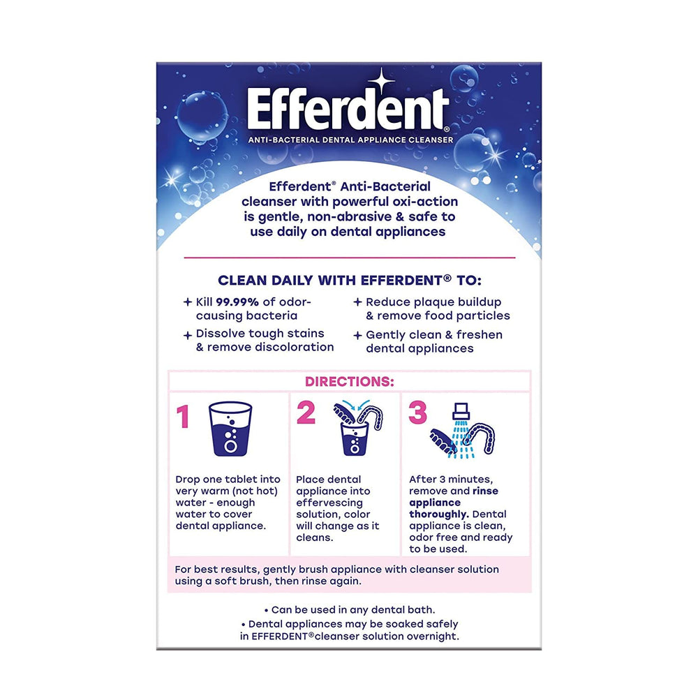 Trusted Efferdent brand for denture cleansing