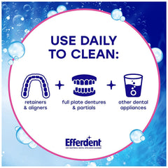 Denture care routine with Efferdent Complete Clean tablets