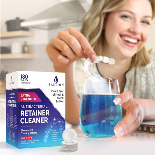 Effervescent cleaning tablet dissolving in water