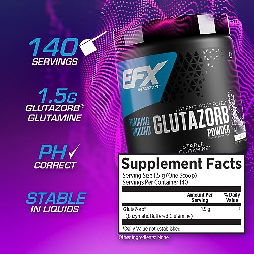 Close-up of GlutaZorb enhanced glutamine powder with scoop