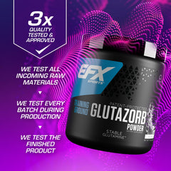 Label highlighting 140 servings on Training Ground Glutazorb