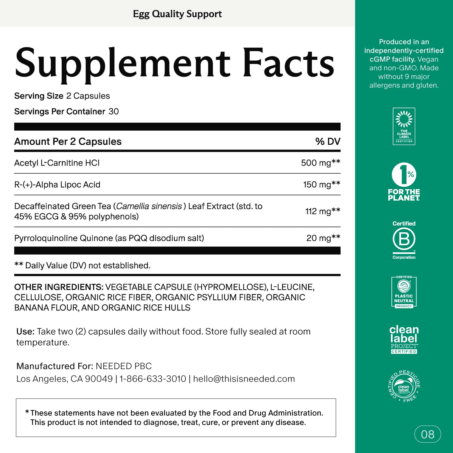 Egg Quality Support capsules close-up