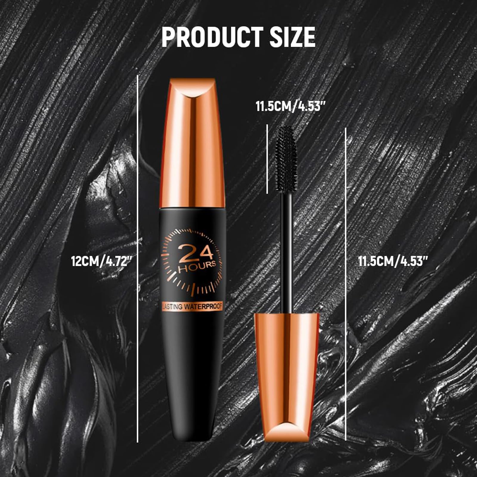 EHAUTO 4D Silk Fibre Mascara wand lifts lashes for dramatic curl.