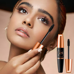 EHAUTO Long-wear mascara application close-up with lifted, separated lashes.