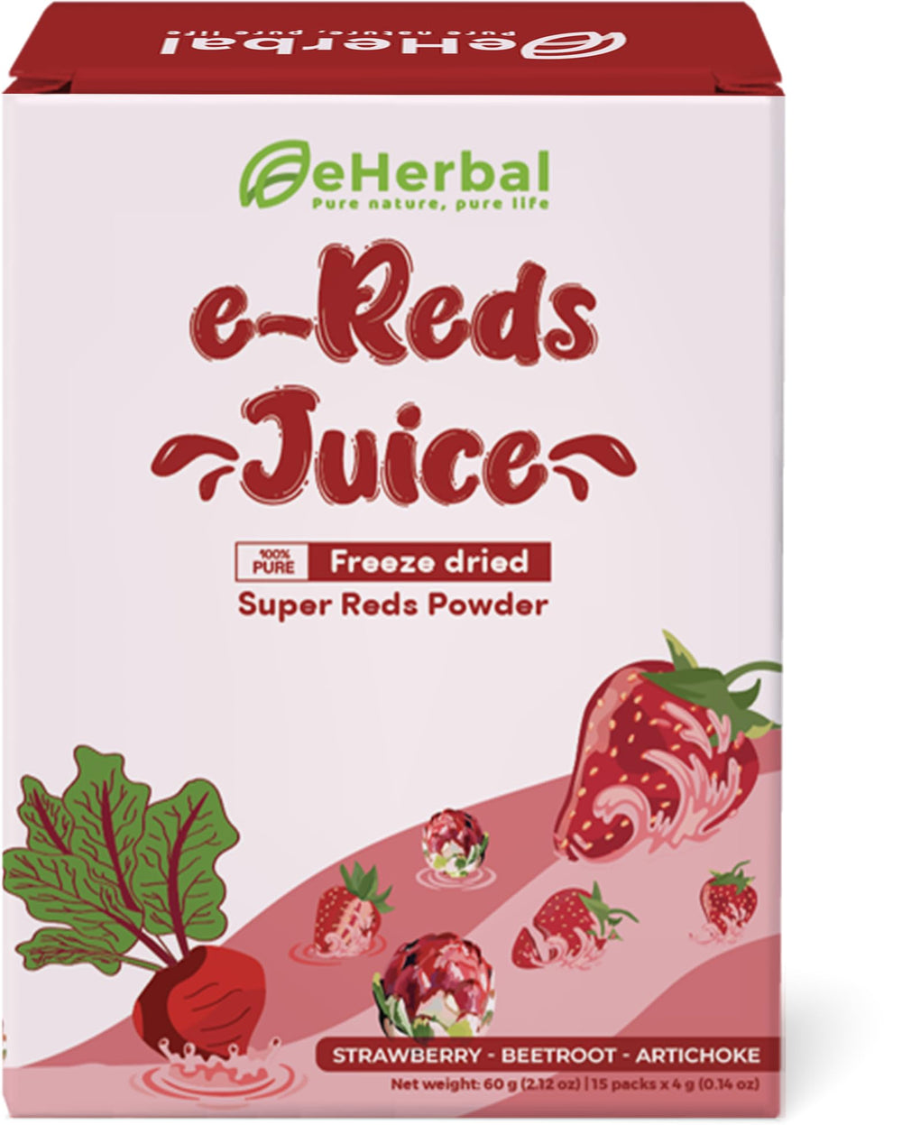 Box of eHerbal freeze-dried powder with 15 sachets