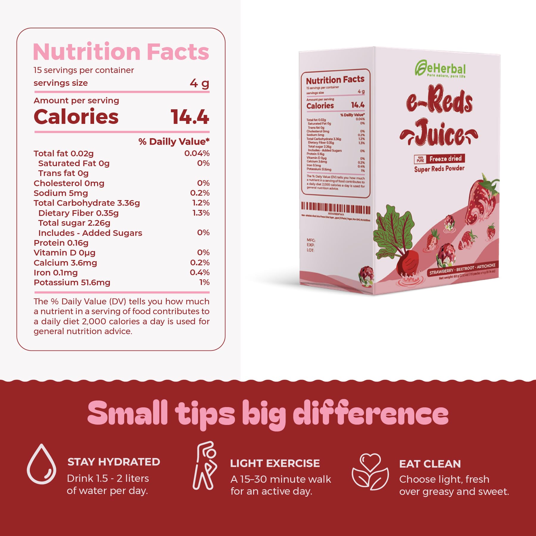 e-Reds flavor bundle: strawberry, beetroot, artichoke