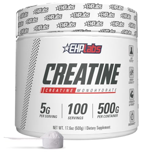 Front view of EHP Labs CREA-8 500g unflavored micronized creatine monohydrate powder