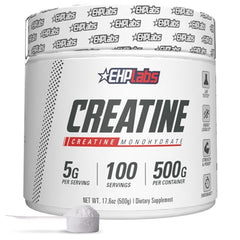 Front view of EHP Labs CREA-8 500g unflavored micronized creatine monohydrate powder