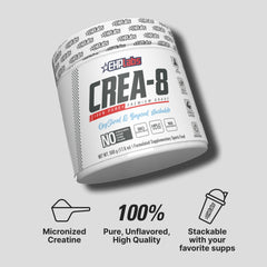 Pouring CREA-8 powder into glass for quick workout preparation