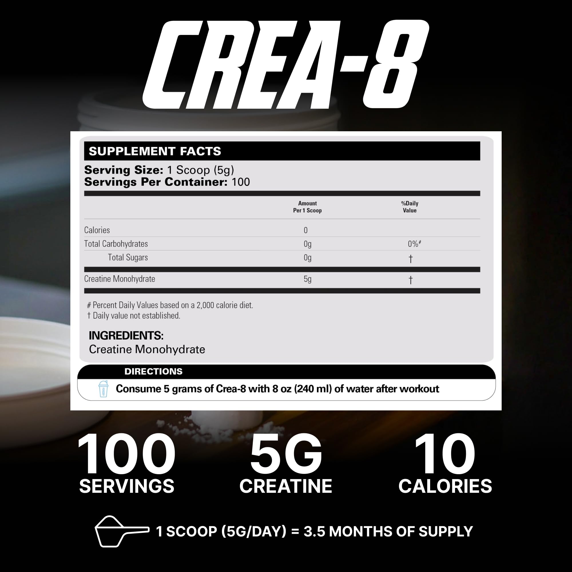 EHP Labs CREA-8 scoop ideal for consistent daily dosing of creatine