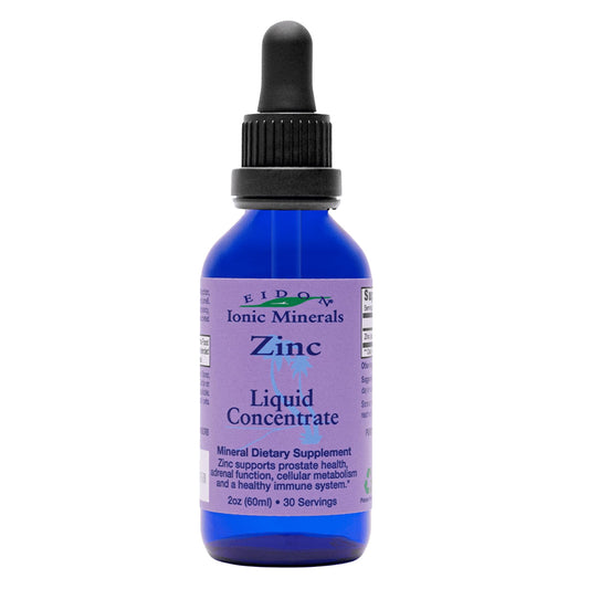 Front view of Eidon Ionic Minerals Liquid Zinc Concentrate bottle with 2 oz label