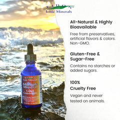 Silica-based mineral drops bottle on white background