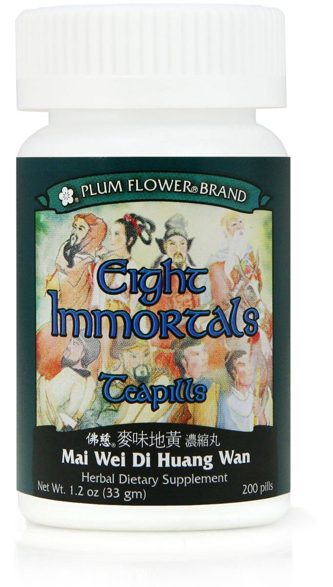 Bottle of Eight Immortals Teapills Mai Wei Di Huang Wan by Plum Flower, 200 count