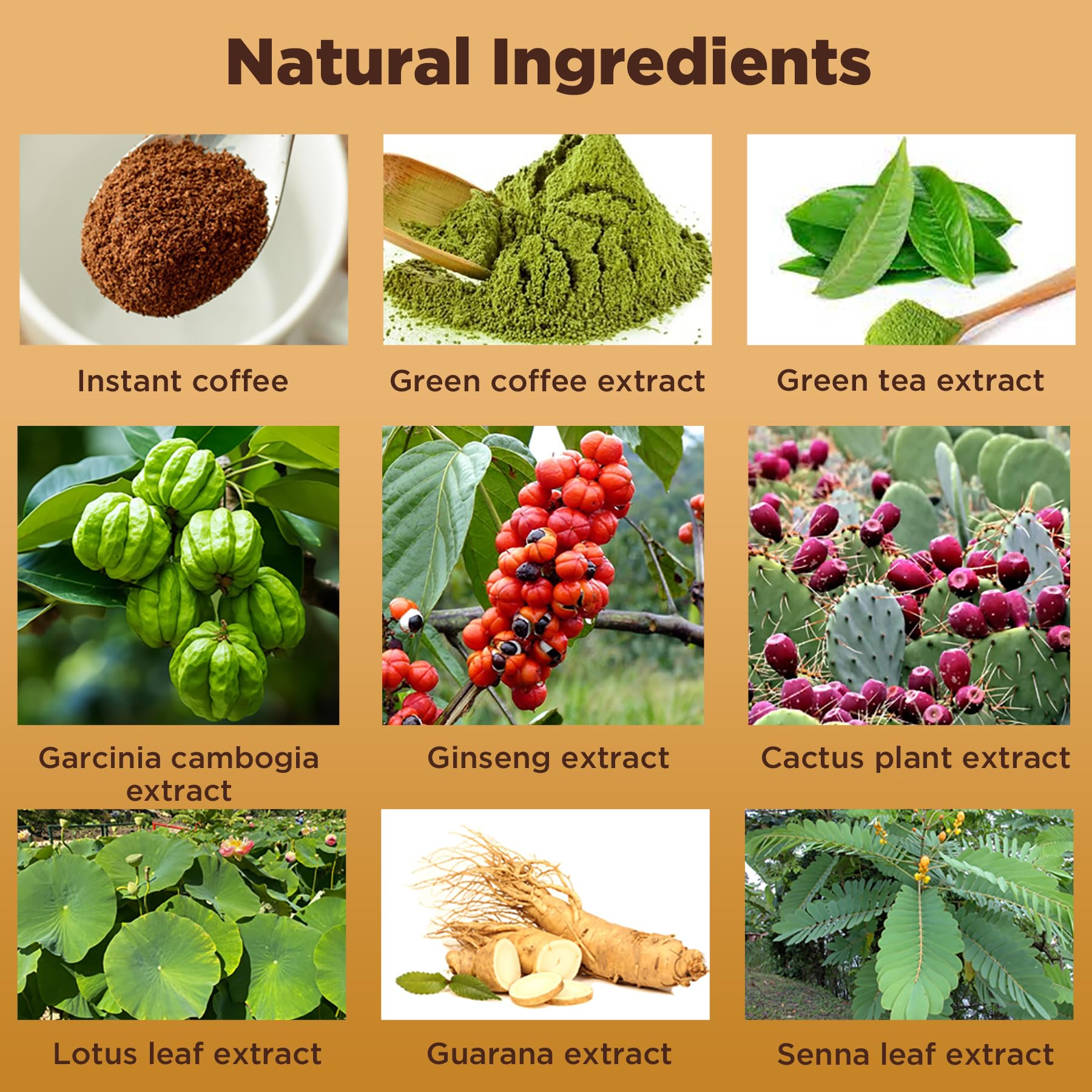 Packaging showing 8 natural blends extracts