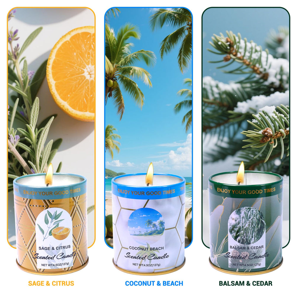 Candle set displaying 8% essential oil blend