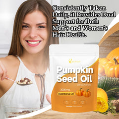 Close-up of pumpkin seed oil softgels (180-count)