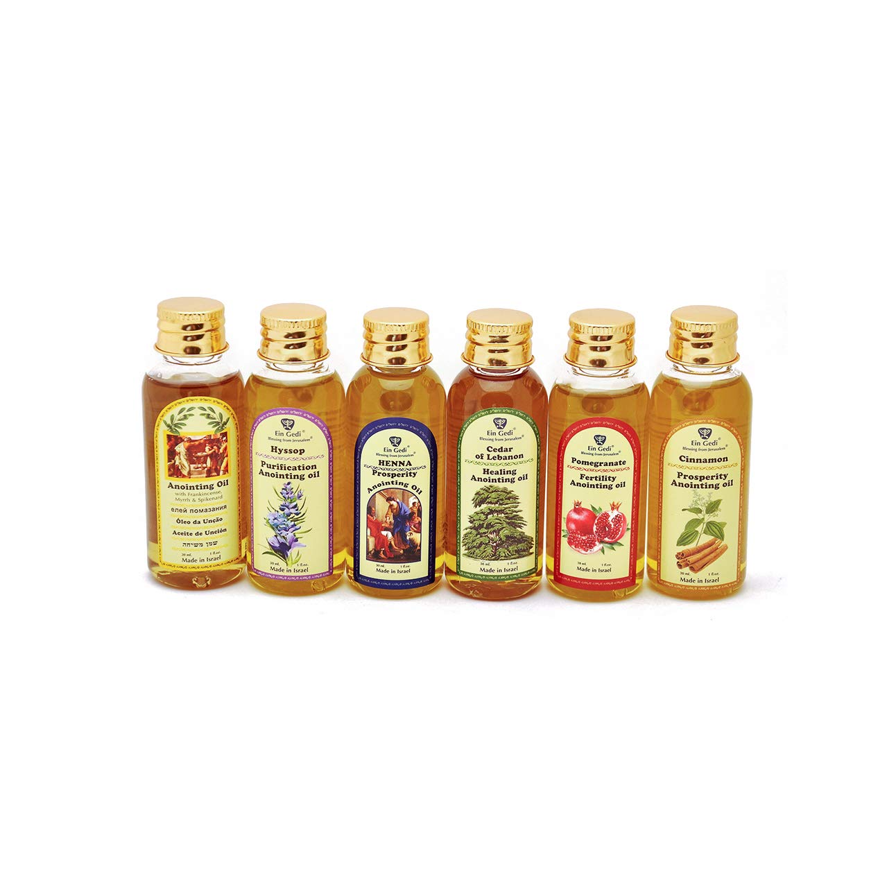 Close-up of Ein Gedi Anointing Oil 30 ml bottle