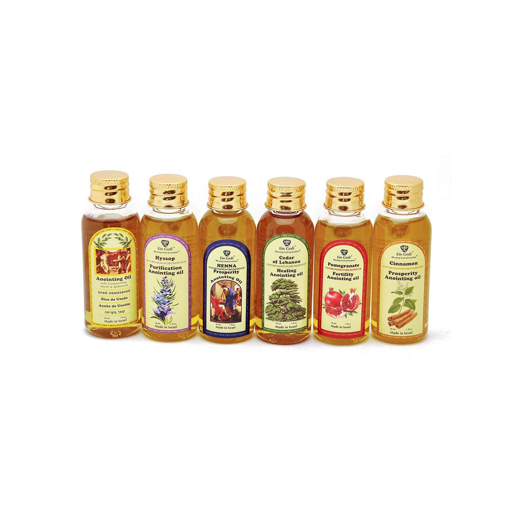 Close-up of Ein Gedi Anointing Oil 30 ml bottle