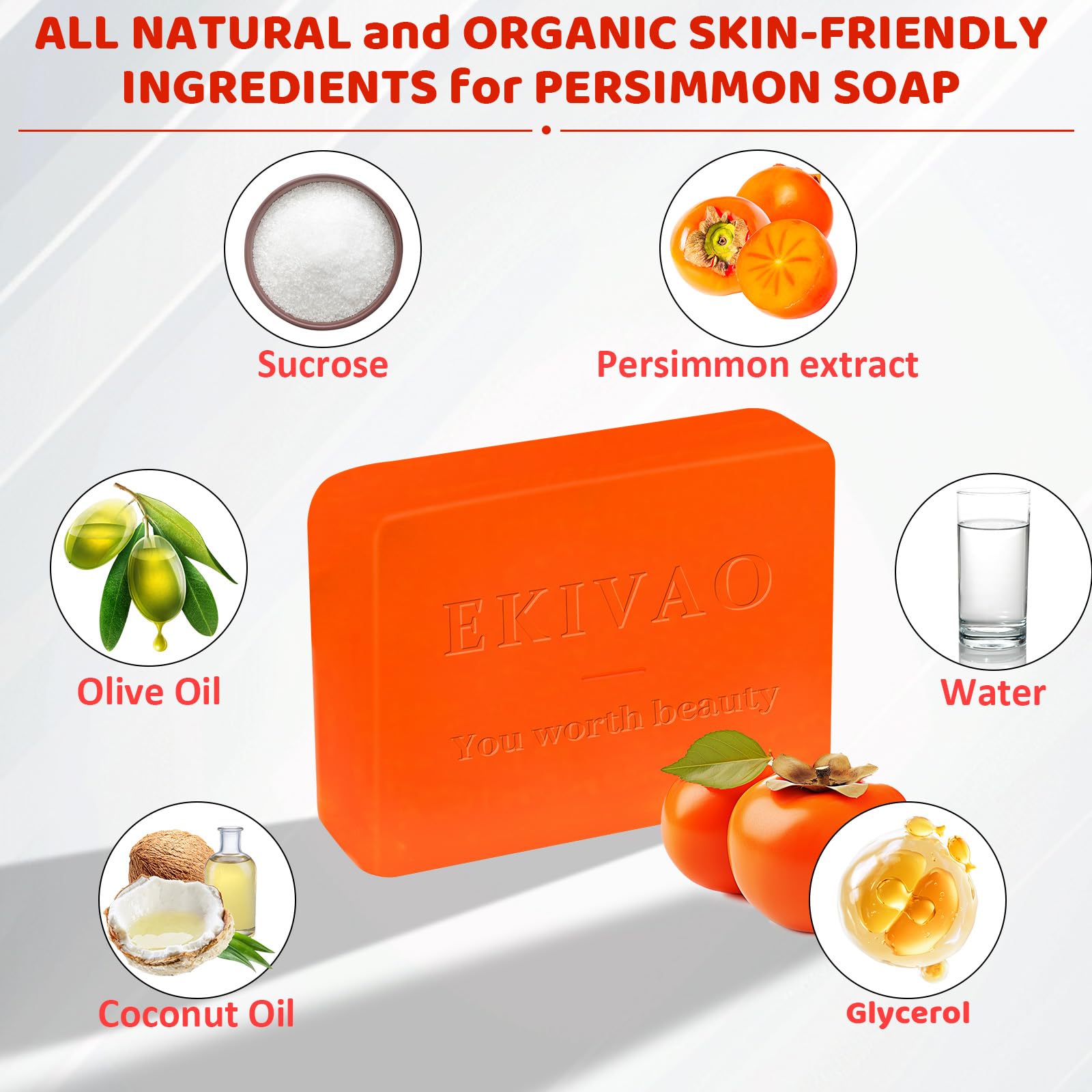 EKIVAO Persimmon Soap Wrapped shows individually wrapped bars ideal for travel and gifting