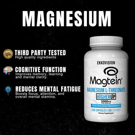 Close-up of 240 easy-to-swallow capsules for daily magnesium intake