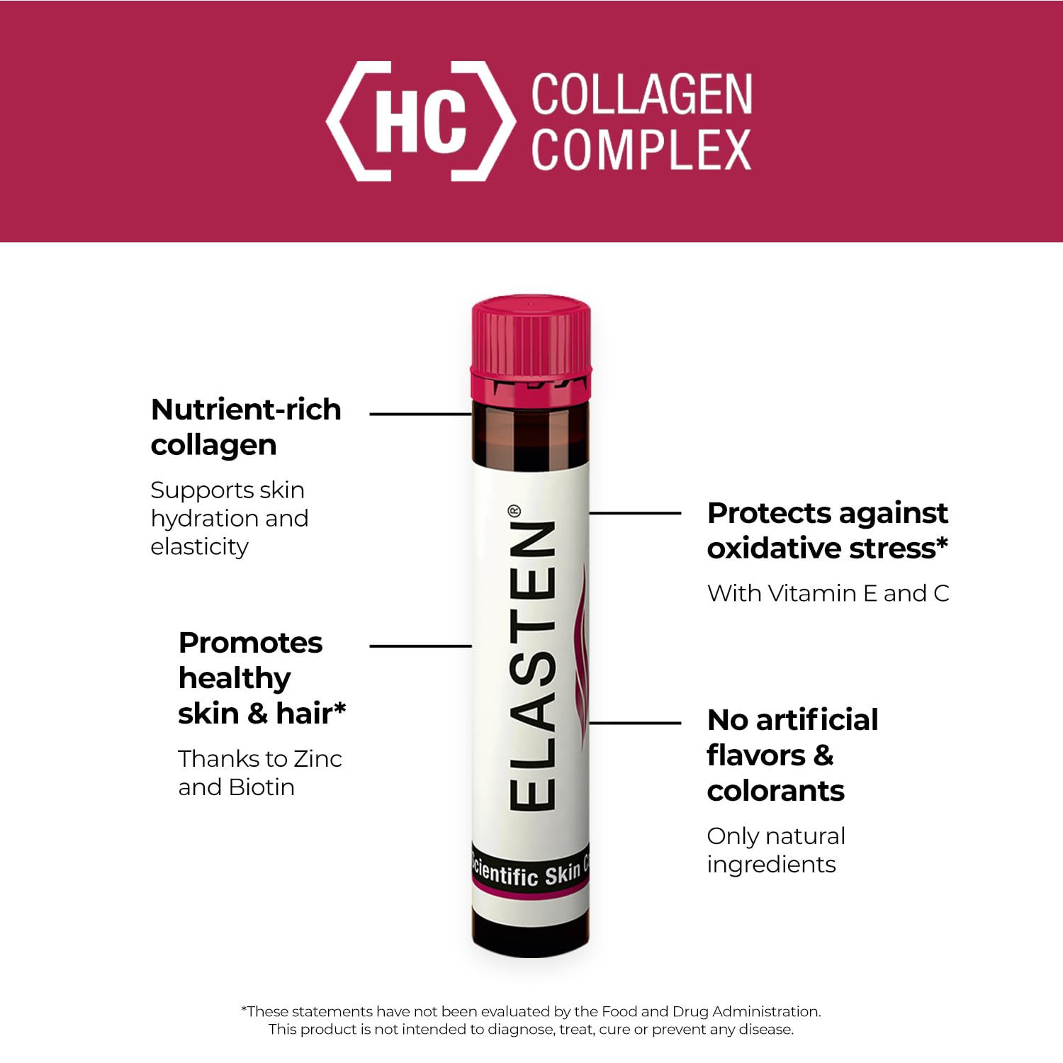 Front view of ELASTEN 28 ampoules packaging
