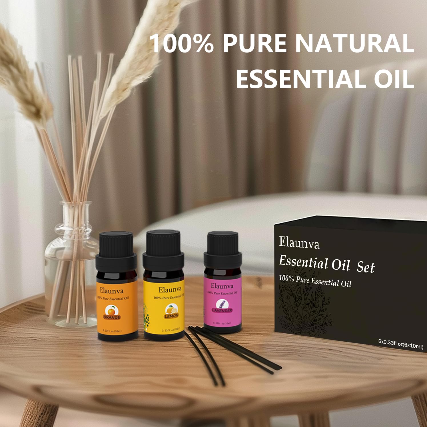 Lemon essential oil 10ml bottle in Elaunva set