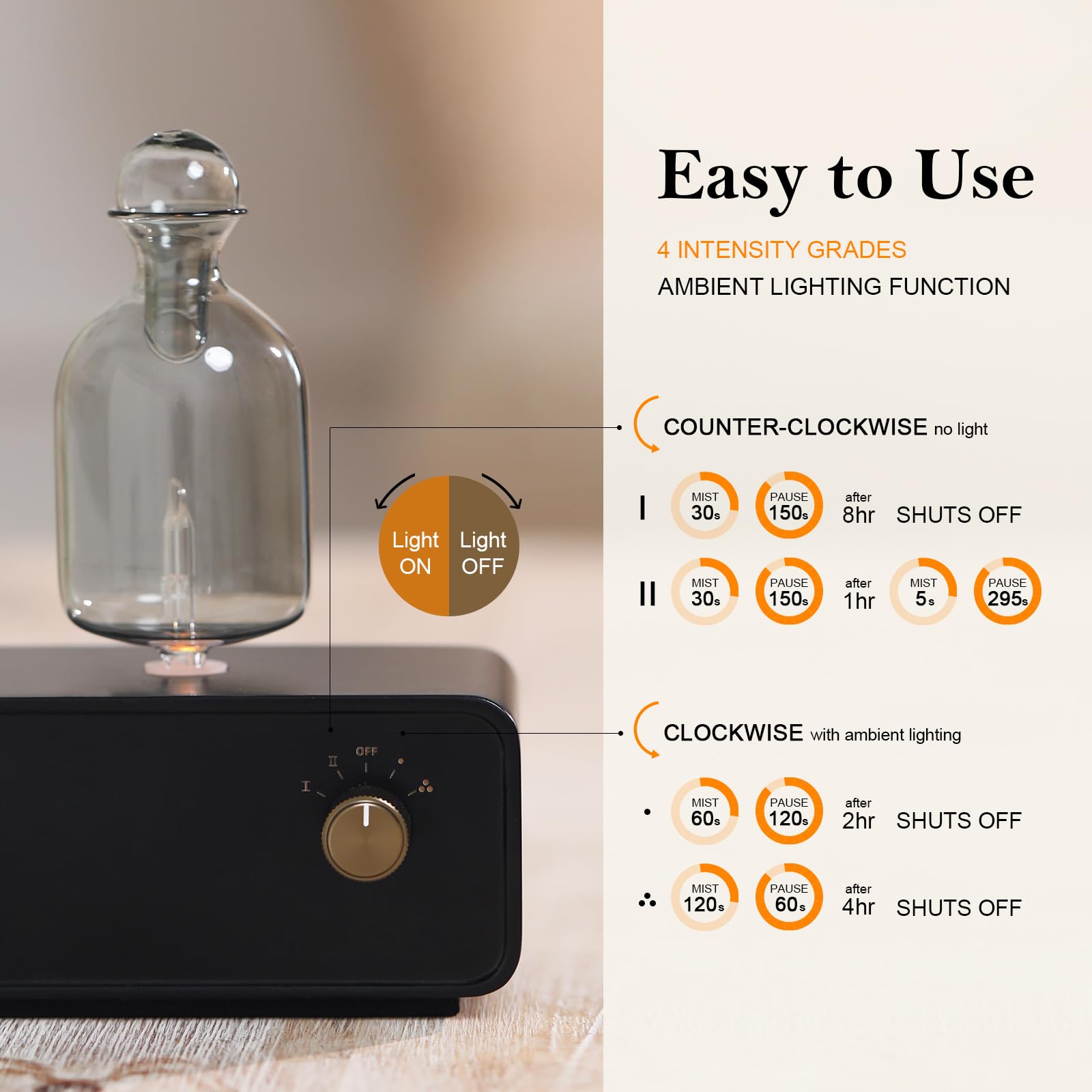 EldEast Aromatherapy Diffuser quiet-atomization creates subtle fragrance without disturbance.