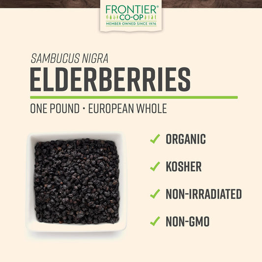 Dried elderberries suitable for tea, juice, and syrup making