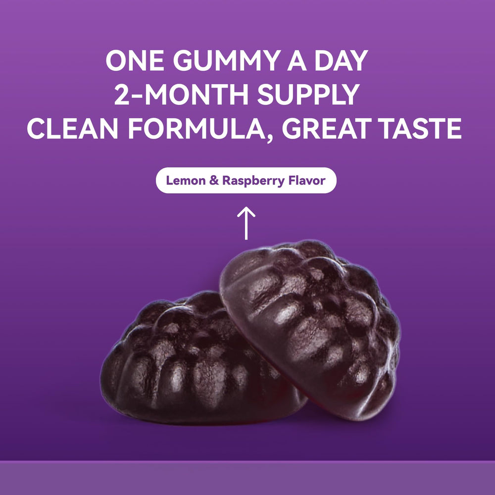 Nutrition facts showing 150 mg elderberry per serving