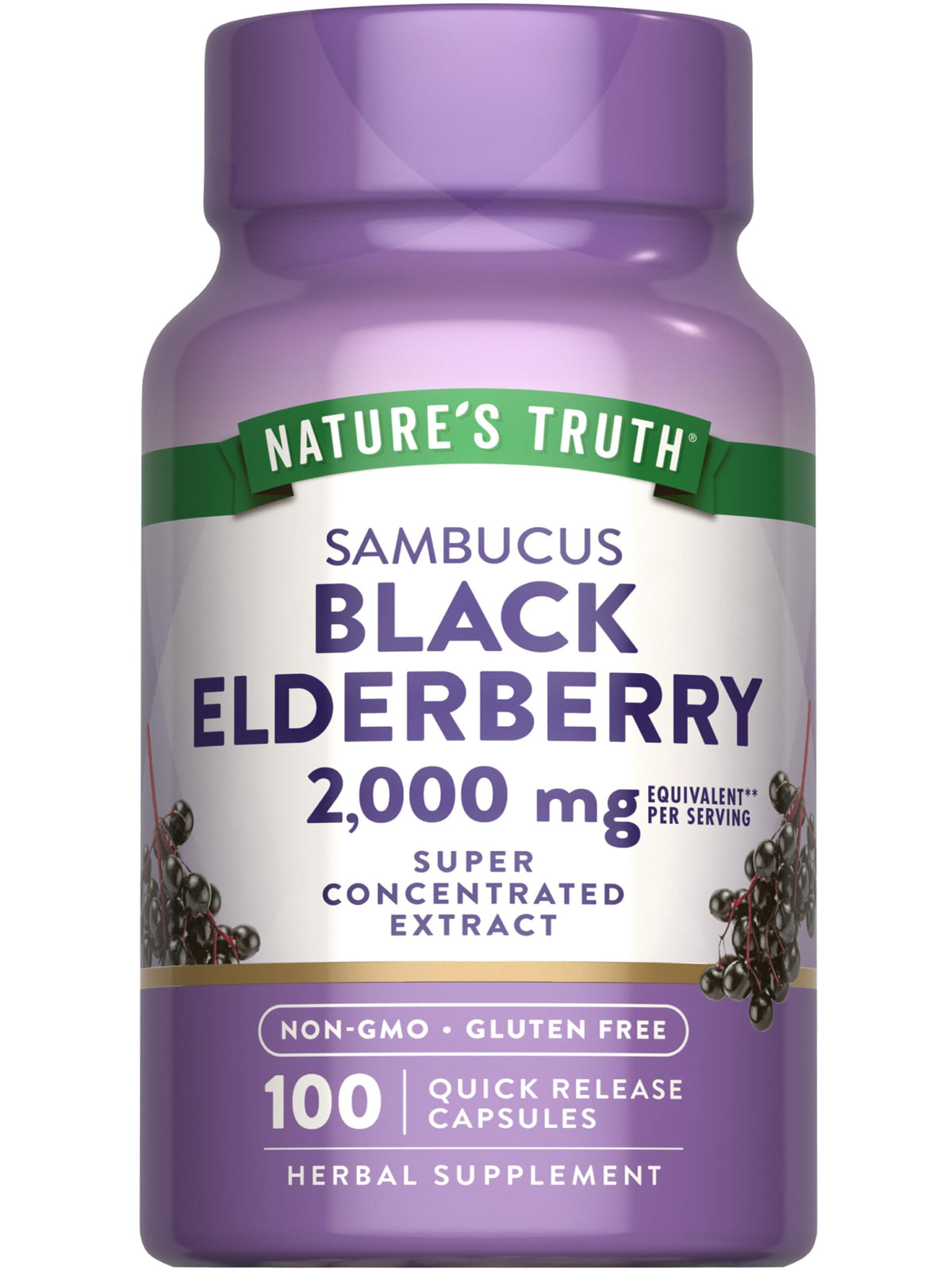 Nature's Truth Black Elderberry capsules bottle front view