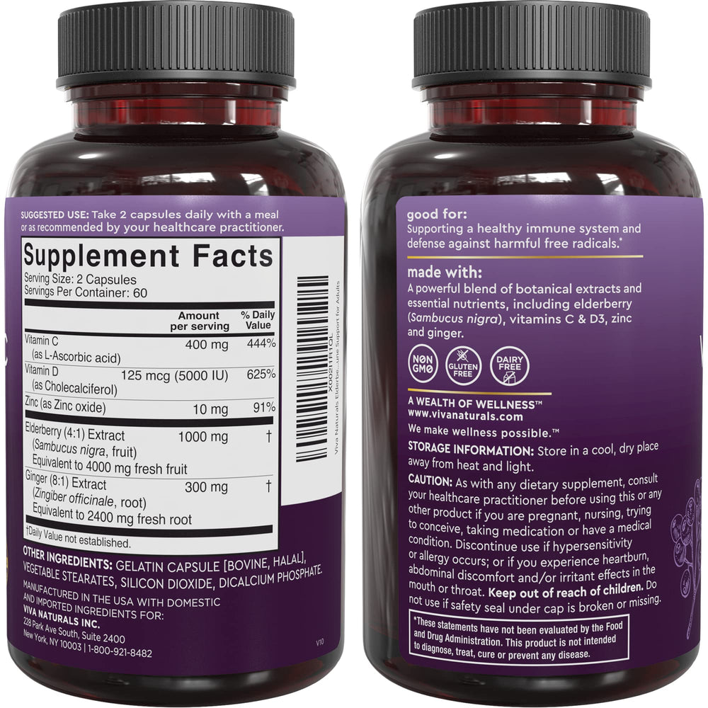 Elderberry extract 1000 mg per serving label