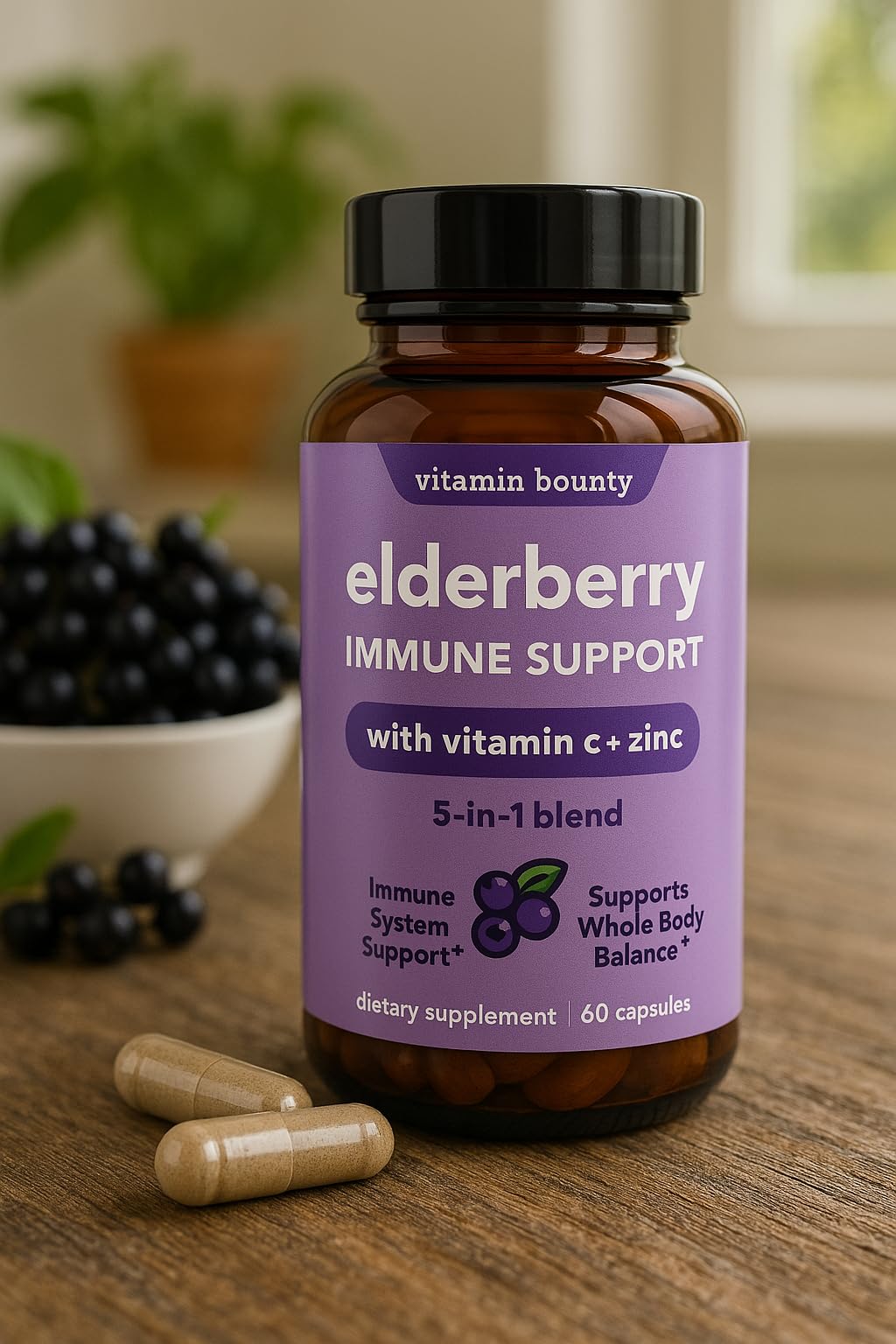 Close-up of elderberry extract highlighting antioxidants