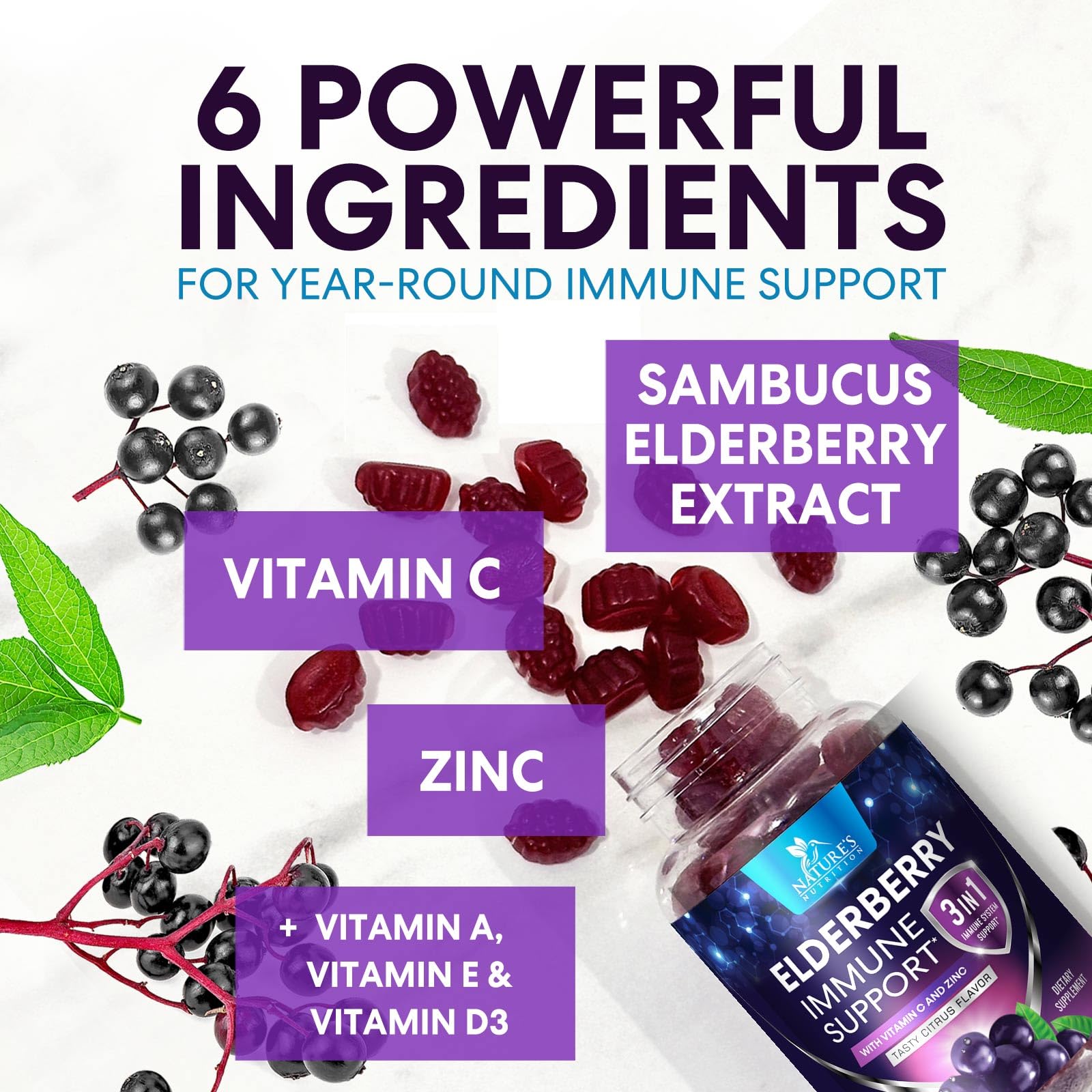 Close-up of black elderberry extract used in gummies
