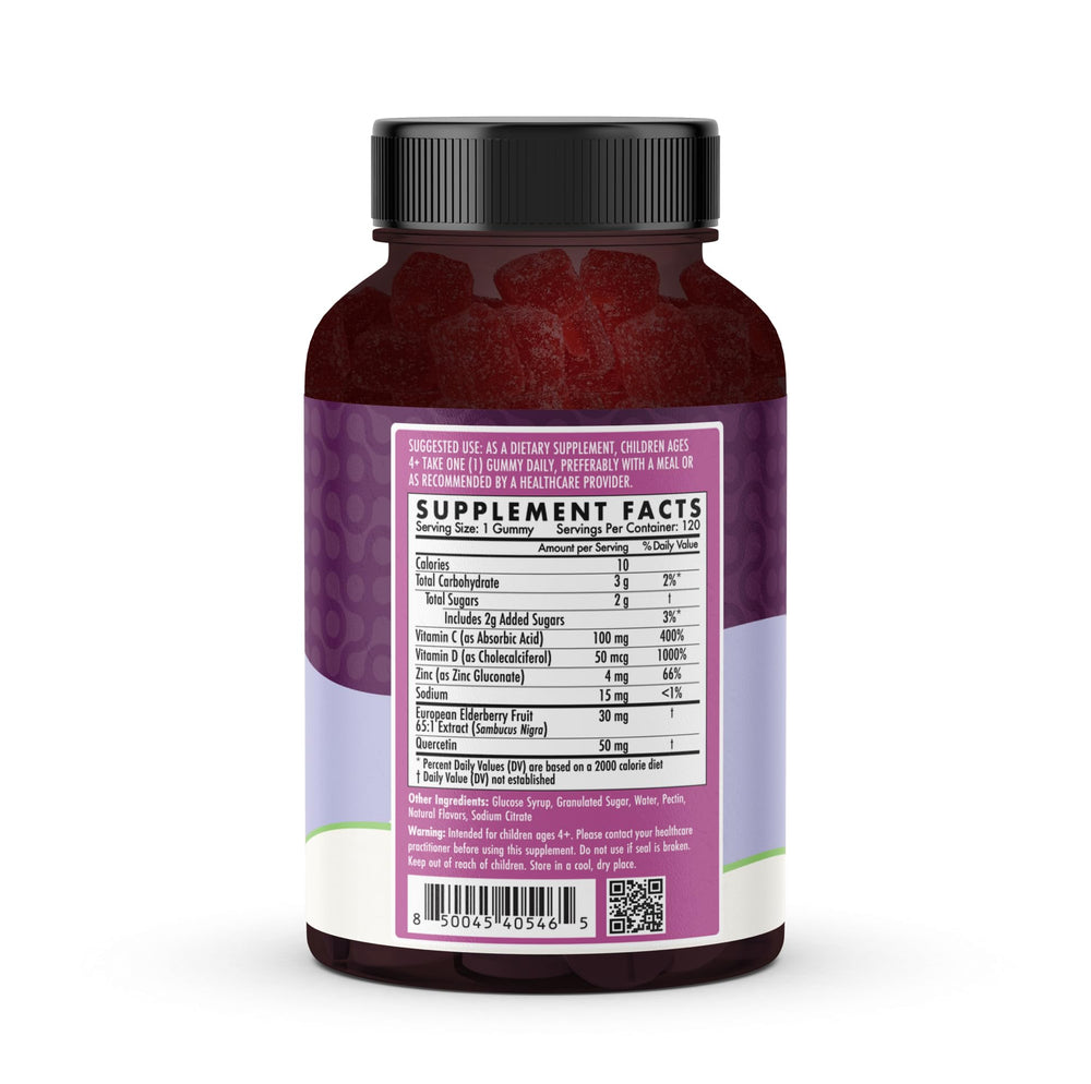 Close-up of elderberry gummies for kids