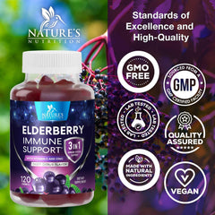 Elderberry gummies suitable for adults and kids for immune support