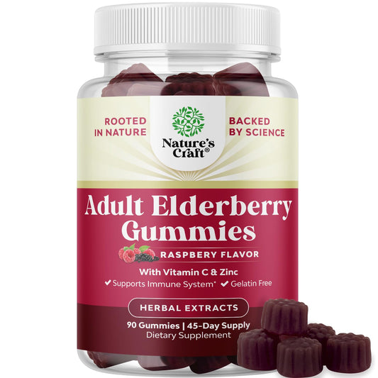 Bottle of Elderberry Gummies with Vitamin C and Zinc