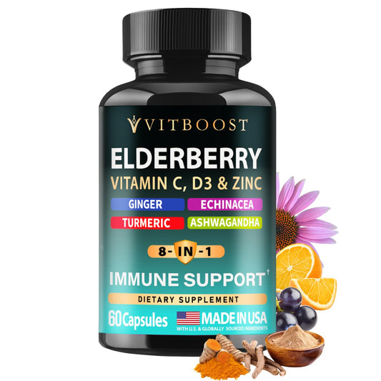 Front view of Elderberry Immune Support 60-cap bottle