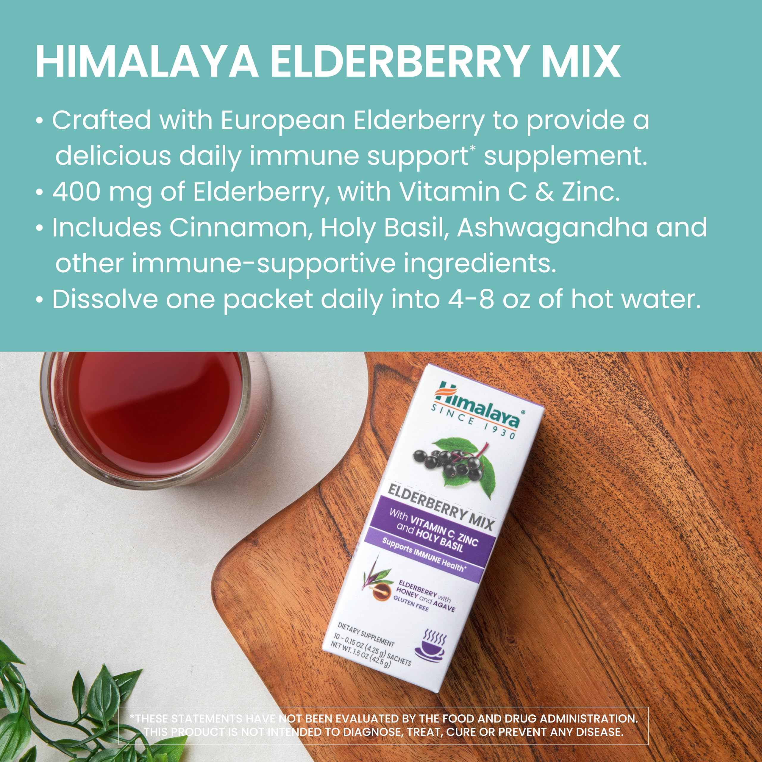 Close-up showing elderberry, vitamin C and zinc in the blend