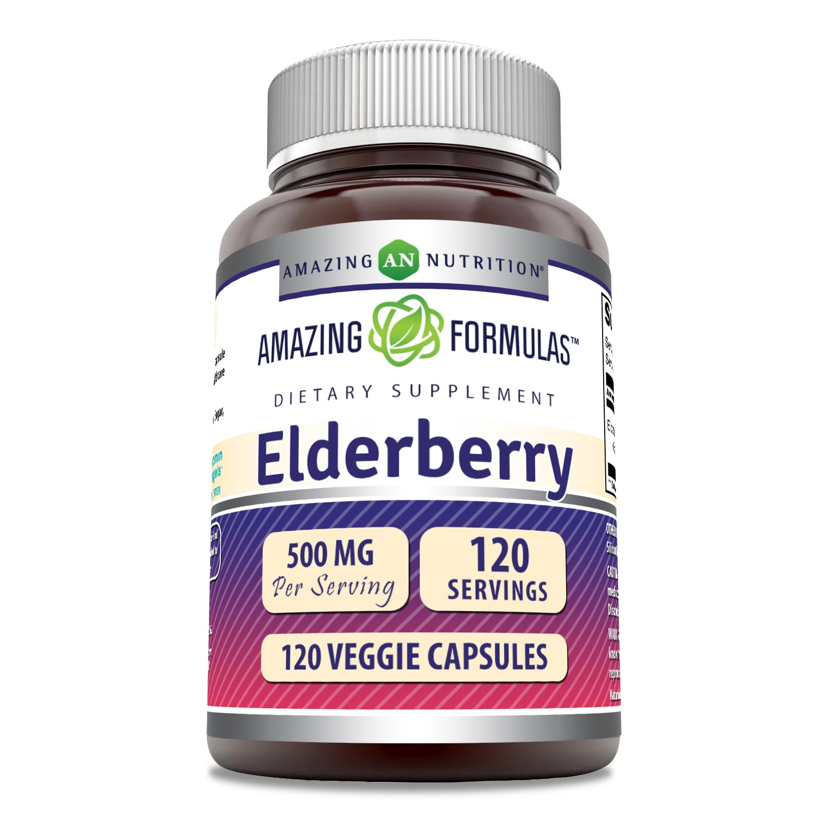 Bottle of Amazing Formulas Elderberry Supplement on a white background