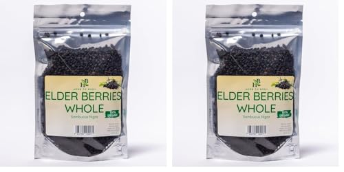 Organic elderberry whole berries, 4oz bottle – front view, 2-pack